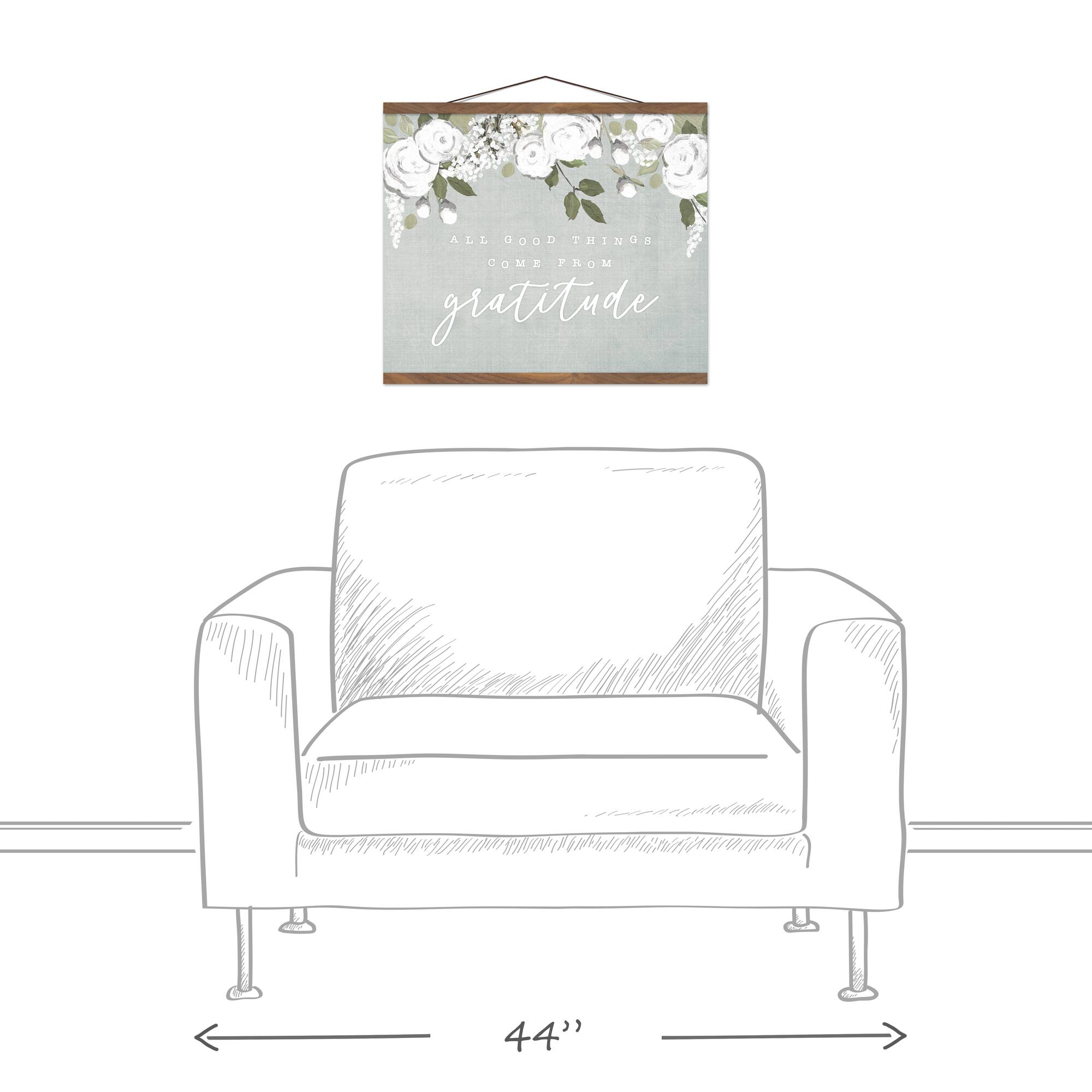 Good Things Come With Gratitude 16" x 20" Teak Hanging Canvas